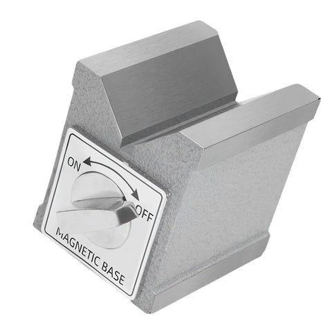 Eminchu Magnetic V Block With Switch, 30kg Force Heavy Duty Cast Iron Alignment Fixture For Machining Inspection, showing magnetic base detail.