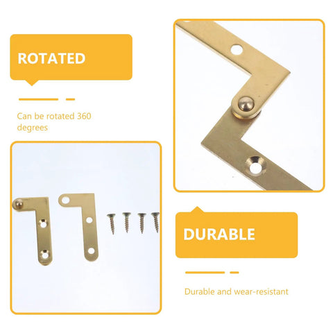360 Degree Rotating Pivot Hinge Set For Concealed And Secret Doors Seamless Swivel Frame Hardware For Cabinets Windows French Doors With No Sweat Setup And Smooth Glide Action shown with screws and durable golden finish.