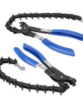 Universal Exhaust And Tail Pipe Cutter Tool With Fifteen Blades, Heavy Duty Carbon Steel, Cuts Three Quarter Inch To Three Inch Pipes In Just A Quarter Turn, Perfect For Quick Clean Cuts And Tough Auto Repair Jobs in blue handle view
