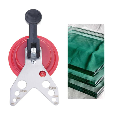 Granite Drill Guide With Suction Base For Precise Hole Drilling And Smooth Surfaces next to stacked glass sheets