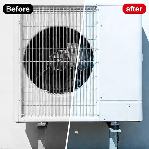 Before and after comparison of air conditioning unit with 8 Pack M6 X 15Mm Rubber Anti Vibration Bobbin Mounts With Male Thread Shock Absorbing Isolators.