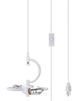 Two Plug In Swag Pendant Light Conversion Kit With White Transitional Drum Shade, 16 Inch Wide, E26 Sockets, No Ceiling Box