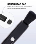 VSGO professional lens cleaning pen, double-ended lens brush with soft bristles, black handle with cap