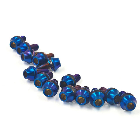 Beefy Titanium M5x12mm Hex Bolts With Washers For MTB Bike Water Bottle Cage Blue 4 Pack Set Grade 5 6Al4V Titanium Alloy