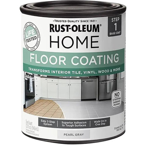 Pearl Gray Interior Floor Coating Kit 1 Qt Premix Base Coat For A 2-Step System, durable can label with kitchen floor example.