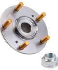 2 Piece Front Wheel Bearing And Hub Kit For Honda Accord Civic Element Tl Tsx And Acura Ilx Ride Ready Heavy Duty Hub Bearings Set With Sealed Bearings, showing a metallic wheel hub with five lug bolts and accompanying nut.