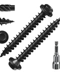 Heavy Duty Exterior Wood Lag Screws Set 43 Pieces 5.5x50mm Black Coated Hex Washer Head Rust Resistant For Decks Patios Pergolas