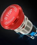 Estop Button Latching 19mm Emergency Stop Switch 5A Mushroom 304 Stainless Steel For Marine Boat Close-up View