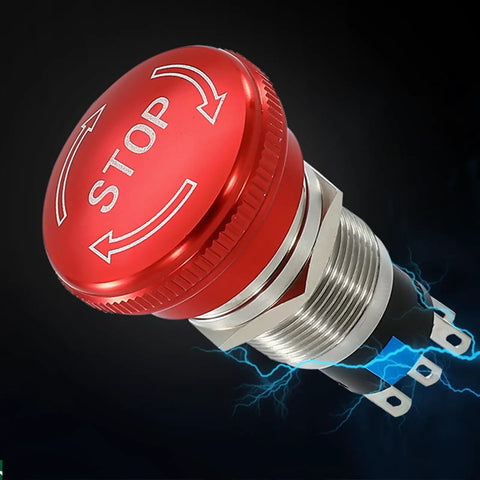 Estop Button Latching 19mm Emergency Stop Switch 5A Mushroom 304 Stainless Steel For Marine Boat Close-up View