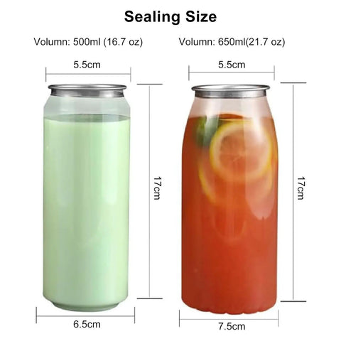Straight Up Game Changer 51MM Hand Press Tin Can Seamer And Vacuum Food Heat Sealing Machine shown with cans of different volumes.