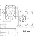 Professional Hollow Rotary Actuator Featuring Rock Solid Angular Precision And A Quick Adjust Belt Tension Knob technical drawing with dimensions.