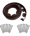 Brown 20 Feet Landscape Edging Kit No Digging With 18 Spikes Durable PE Garden Border Fence For Lawns Easy Install