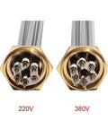 Heavy Duty One And A Half Inch Copper Thread Immersion Water Heater Featuring Real Tough Corrosion Resistant Stainless Steel Heating Element with 220V and 380V terminals.