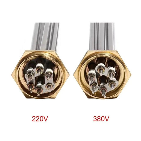 Heavy Duty One And A Half Inch Copper Thread Immersion Water Heater Featuring Real Tough Corrosion Resistant Stainless Steel Heating Element with 220V and 380V terminals.