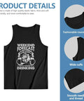 Go To Men's Lightweight Cotton Tank Top With Funny Motorboat Mechanic Beard Graphic Solid Sleeveless Muscle Jersey For Gym Grinds And Lazy Summer Vibes, black, with humorous arm wrestling design.