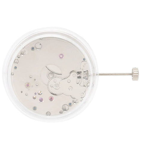 6498 Automatic Watch Movement Replacement Part, High Precision Alloy Mechanism in transparent casing, side view