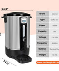 Real 100 Cup Big Batch Commercial Coffee Urn With 20L Stainless Steel And Double Wall Insulation, front view dimensions