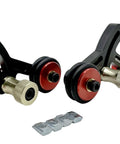 Buttery Smooth Glide No Sweat Setup Rock Solid Precision Tracking Table Saw Stock Guides With Shockproof Aluminum Rollers and Dual Bearing Push Blocks For Woodworking Cuts on black and red components.