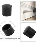 Pack Of 24 Black Door Stop Rubber Tips Replacement End Caps Universal Bumper For Wall And Floor Protection, installed view.
