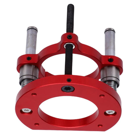 Router Lift Base With Two Jaw Clamping For Dead On Height Adjustments Of Trimming Machines, Fits 64 To 66 Millimeter Diameter Motors, 70 Mm Stroke, Includes Crank Handle, Woodworking Table Insert Plate, red aluminum