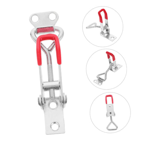 Heavy Duty Adjustable Toggle Latch Clamp Set Toolbox Cabinets Metal Drawers Galvanized Iron Pull Latch Buckle Joint Easy Install Corrosion Resistant Multipack Built Tough, red handle