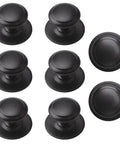 Stainless Steel Drawer Knobs 8 Pack With Self Adhesive Backing And Mounting Screws 1.18 Inch Matte Black Sliding Door Handles