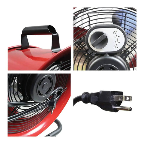 Close-up of 16 Inch High Velocity Drum Fan With Pivoting Head Turbo Power For Home Garage Or Workshop Durable Construction
