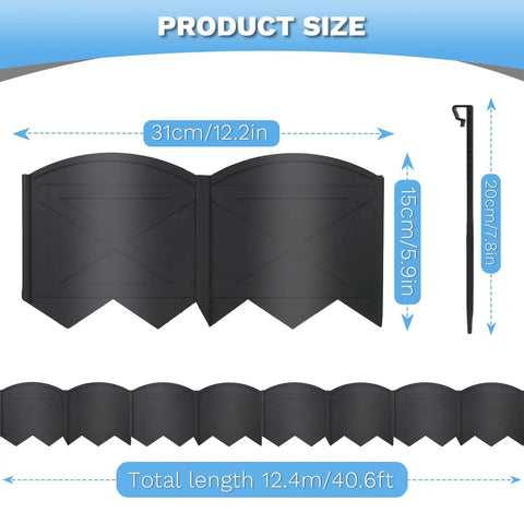 Product size guide for DIY Landscape Edging Kit In Black, Flexible 6 Inch Tall Edging For Curves And Circles, 40 Feet