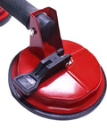Heavy Duty Vacuum Suction Cup With Double Claw Build For No Sweat Glass Tile And Windshield Handling close-up of red suction cup with handle and grip.