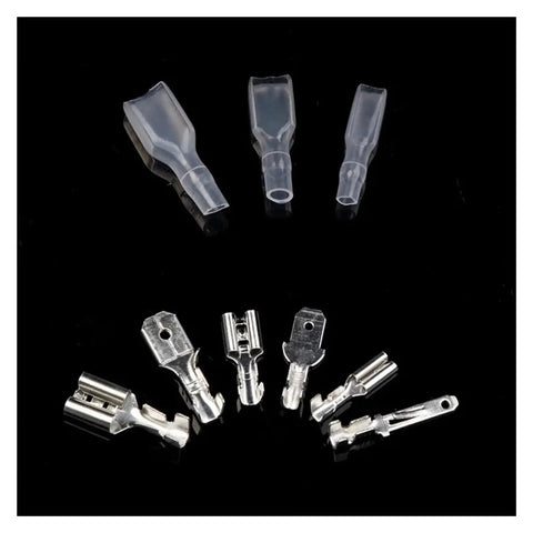 Ultimate 180 Pcs Insulated Male Female Wire Connector Kit With Crimp Terminals And Spade Connectors Featuring Easy Install Assorted Sizes For All Your Auto Electrical DIY Projects And Repairs. clear insulated spade and ring wire terminals