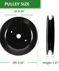 Pulley dimensions for 42 Inch Deck Spindle Replacement Kit For Craftsman Poulan Husqvarna Riding Mowers Includes Mandrel Assembly