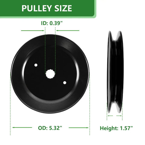 Pulley dimensions for 42 Inch Deck Spindle Replacement Kit For Craftsman Poulan Husqvarna Riding Mowers Includes Mandrel Assembly