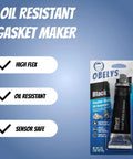 Oil Resistant RTV Silicone Gasket Maker Four Pack With Maximum Fluid Resistance displayed in 3 oz tube packaging