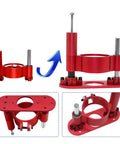 Top Shelf Aluminum Router Plate Kit With Rock Solid Table Insert Lift System For Electric Routers No Sweat Mount showcasing adjustable red lift mechanism.