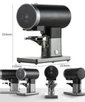 No Sweat 58mm Automatic Espresso Tamper With Digital Pressure Controls And Height Adjustment For Foolproof Coffee Puck Compression And Real Deal Espresso Quality Daily displayed from different angles, showing its sleek design and digital interface.