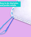 Totally Beginner Friendly Sewing Kit For Kids Ages Five To Eight With Princess And Unicorn Felt Crafts blue plastic needle in fabric