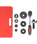 Heavy Duty Ratchet Knockout Hole Punch Driver Kit For Sheet Metal And Electrical Installations with case and components
