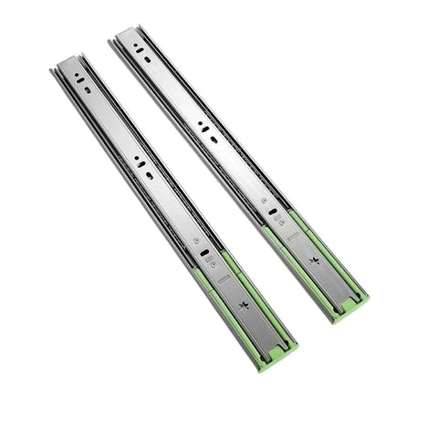 Heavy Duty No Slam Silent Close Drawer Slides 2 Pack Adjustable 12 To 20 Inch Rails 45mm Track Width Hydraulic Damping, angled view