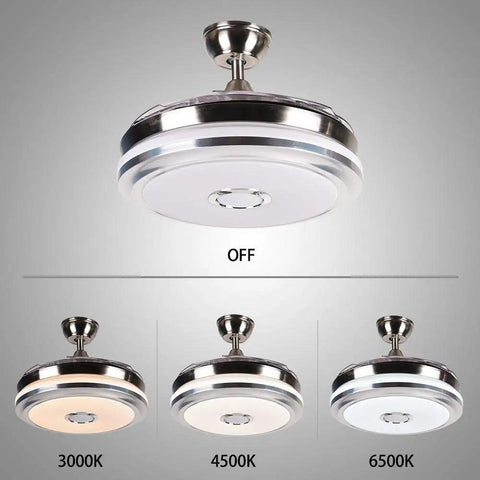 36 Inch Modern Ceiling Fan With Light Smart Bluetooth Music Player Chandelier Style Three Color Options LED Light Kit Included
