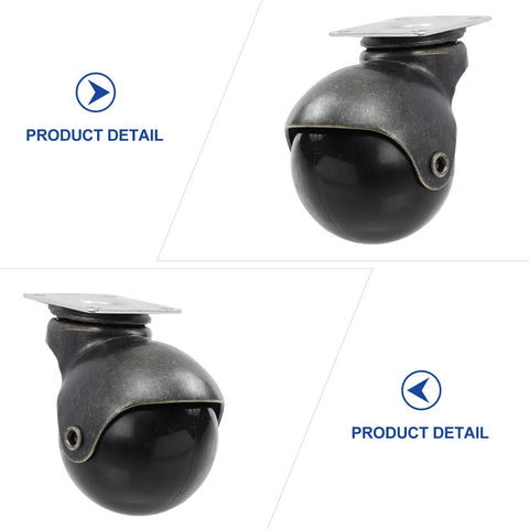 Heavy Built Swivel Plate Caster Wheels 2 Inch 4 Pack smooth black rubber ball casters with metal plates for easy glide on hard surfaces.
