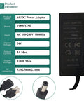 Beefy 24V DC Power Adapter 5A Switching Power Supply For LED Strip Lights CCTV Cameras And LCD Monitors, plug and specs
