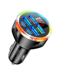 Hassle Free 6 In 1 Usb C Car Phone Charger With Real Time Volt Meter, 250W Multiport Cigarette Lighter Plug with LED display.