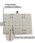 Top view of 2 Axis Moving Table For Laser Marking And Engraving Machine with hole spacing details and axis measurements