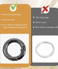 Comparison of black open spring design vs silver flat ring Mini Carabiner Clips Pack Of 20 For Keys And Gear, Lightweight Zinc Alloy Micro Clasp, 0.67 Inch Size, Great For Backpacks Purses Dog Tags Keychains And Charms, Black