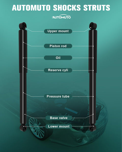 Diagram of 2x Rear Shock Absorbers Fit Chevy Silverado 1500 1500HD 2500 2500HD And GMC Sierra 1500 1999 To 2007 with labeled parts