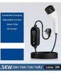 Hella Portable Ev Charger Type 2 7Kw 3.5Kw 16A To 32A Evese Road Trip Ready Electric Vehicle Supply Equipment Home Travel Charging Cord with HD Screen and 3M Cable.
