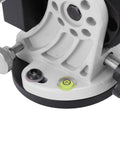 Rock Solid Aluminum Latitude Adjustment Base For Equatorial Mounts, 0 To 90 Degree Wedge With Leveling Bubble, close-up view