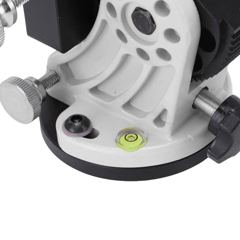 Rock Solid Aluminum Latitude Adjustment Base For Equatorial Mounts, 0 To 90 Degree Wedge With Leveling Bubble, close-up view