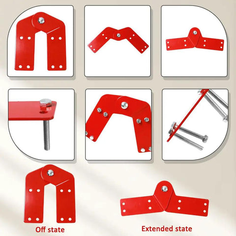 4 Pack Attic Ladder Hinge Kit For Folding Stairs Beefed Up Wobble Free Herringbone Pivot Joint Replacement Heavy Gauge Zinc Plated Steel Hardware Industrial Rigidity For High Vertical Load, red steel hinge kit with screws