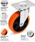 Badass Heavy Duty Four Inch Caster Wheels Set Of Four Rolling smooth polyurethane tire with swivel mechanism and reinforced axle.